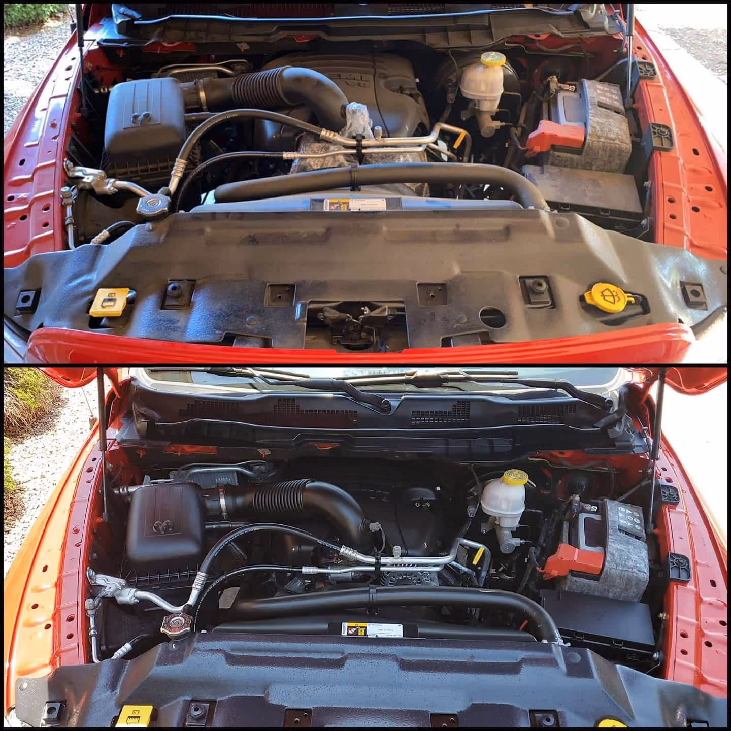 red-truck-engine-bay-detailing